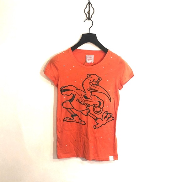 PINK Victoria's Secret Tops - [PINK] Orange Miami Hurricanes Tee Shirt - Medium